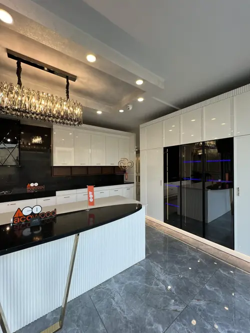 کابینت آشپزخانه انزو - رنگ پولیشی با لوازم توکار